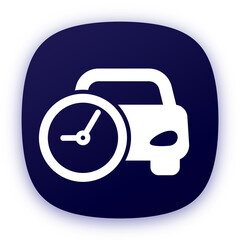 ride time icon, car and clock, png design