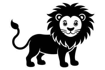 Cute baby lion vector silhouette 