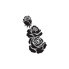 rose silhouettes vectors with white background