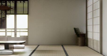 low table in room Japanese style with decoration muji minimal. 3D rendering