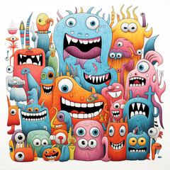 Cute Monster Crowd PNG – Fun Colorful Group for Sublimation