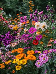 Fototapeta premium Blooming Flower Garden with Colorful Petals