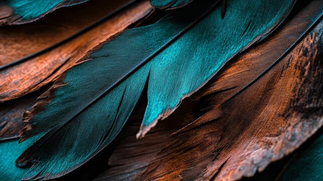  The bird's feathers are a combination of brown, blue, teal, and a hint of green at their tips