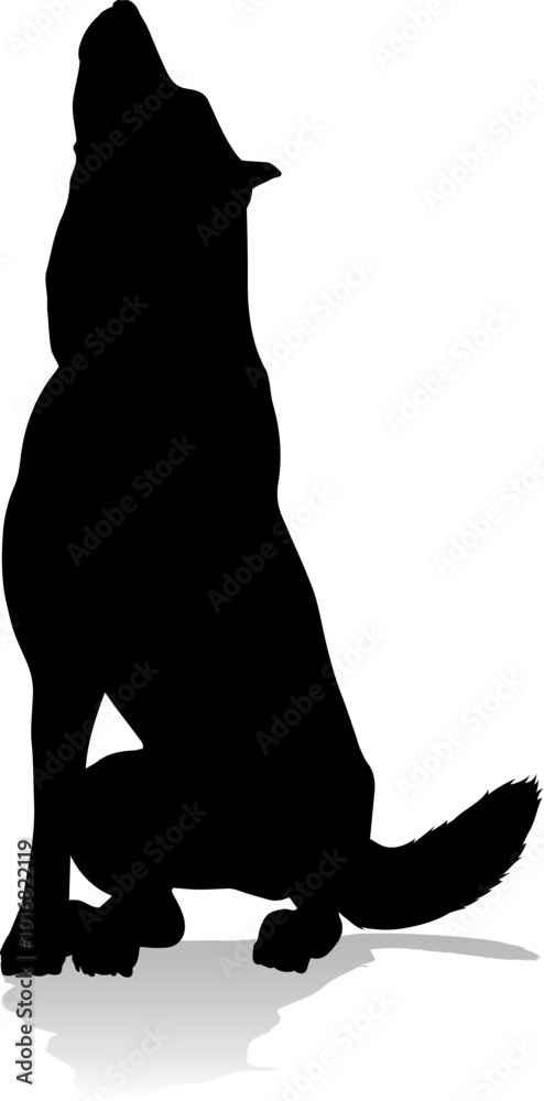 Poster A detailed animal silhouette of a pet dog