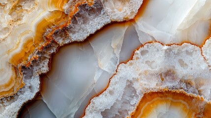 Obraz premium A tight shot of an artpiece, resembling stonework, featuring orange and white hues