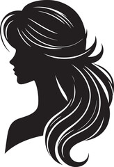 A sleek silhouette of a woman's hairstyle, showcasing flowing curves, elegant lines, and timeless beauty.