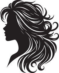 A sleek silhouette of a woman's hairstyle, showcasing flowing curves, elegant lines, and timeless beauty.