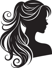 A sleek silhouette of a woman's hairstyle, showcasing flowing curves, elegant lines, and timeless beauty.