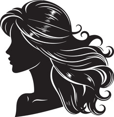 A sleek silhouette of a woman's hairstyle, showcasing flowing curves, elegant lines, and timeless beauty.