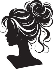A sleek silhouette of a woman's hairstyle, showcasing flowing curves, elegant lines, and timeless beauty.