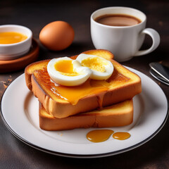 Fototapeta premium Kaya Toast with Butter and Soft Eggs
