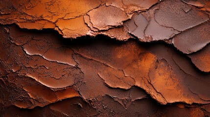 Fototapeta premium A tight shot of a brown-painted wall with peeling paint edges