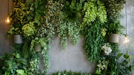 Fototapeta premium Lush botanical themed natural backdrop with verdant greenery wooden textures and earthy elements creating a clean and sustainable setting perfect for event arrangements or lifestyle photography