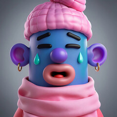 Whimsical 3D Cartoon Character with Playful Features