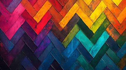 Vibrant Multicolor Chevron Pattern Wall Art Texture