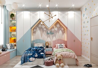 Children's room in a modern and luxurious concept design..