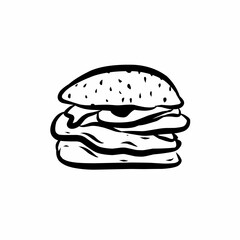 doodle of hamburger isolated on white background vector illustration 