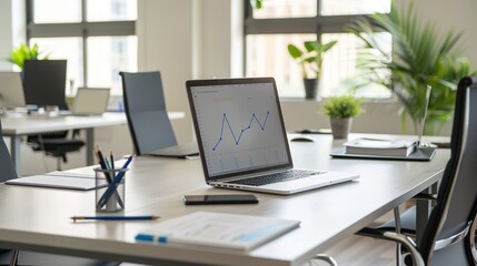 Close-up of digital screen showing downward-trending line graph, symbolizing rate cut in financial markets, economic adjustment concept.