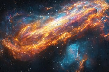 Obraz premium ethereal vinyl record suspended in cosmic void translucent grooves refracting starlight nebula swirls dancing across its surface