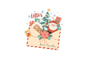 Obraz premium Letter for santa, Hand Drawn Christmas Sublimation design