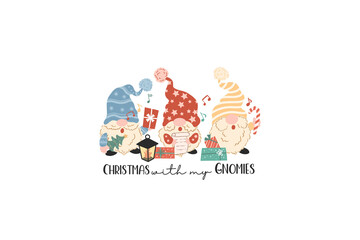 Christmas with my gnomies, Hand Drawn Christmas Sublimation design