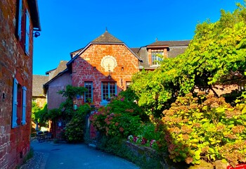 charming red brick architecture in the village of Collonges-la-Rouge in France