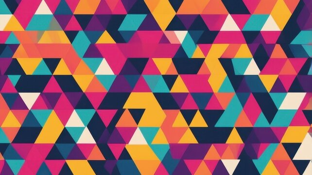 A geometric background with a dynamic and modern feel. The overlapping triangles in vibrant colors create a visually compelling and abstract pattern