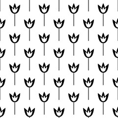 seamless pattern with black and white flowers sign leaf  element icon repeated vector illustration 