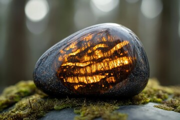 Obraz premium precious gemstone, tiger eye stone with deep browns and shimmering gold highlights, exuding a mystical aura
