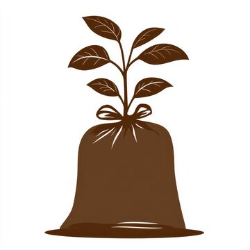 recommend clip art: An icon of a soil bag, compost sack and sprout, fertilizer sign with a plant silhouette, dirt bags, and compost sacks