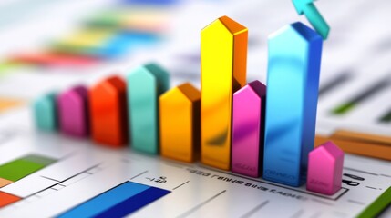 Colorful 3D Bar Graph Displaying Data Trends