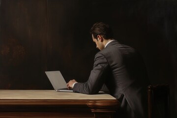 Businessman laptop furniture computer.