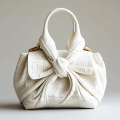 a white purse with a strap that says quot the word quot on it