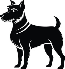 Terrier dog silhouette vector art icon and logo black and white illustration design
