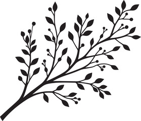 Beautiful Tree Branch silhouette vector illustration isolated on a white background