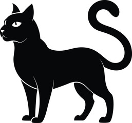 Cat silhouette vector art icon and logo black and white illustration design