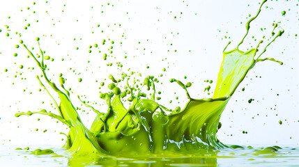 Dynamic Splash of Vibrant Green Paint Creating Energetic Patterns in Water