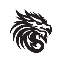 Obraz premium Logo face of a dragon, emblem silhouette on white background 
