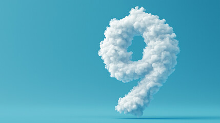 Naklejka premium A whimsical cloud-shaped number nine floats against a clear blue background creating a playful atmosphere