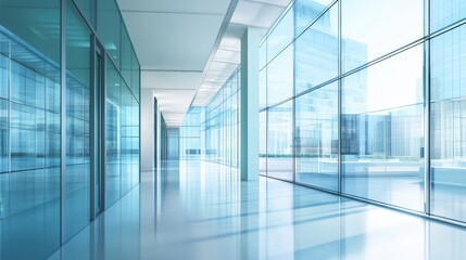 Modern glass wall commercial buildings exterior. Realist