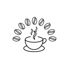coffee shop logo. cafe icon cup. outline design style. product, packaging, brand. vector design template