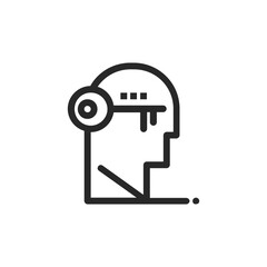 Psychology thin outline icon Human brain processes and consciously living personality traits. Vector illustration