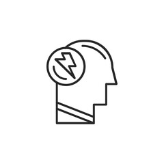 Psychology thin outline icon Human brain processes and consciously living personality traits. Vector illustration