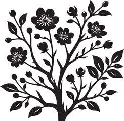 Beautiful Tree Branch silhouette vector illustration isolated on a white background