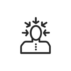 Psychology thin outline icon Human brain processes and consciously living personality traits. Vector illustration