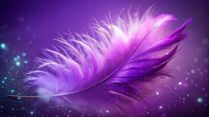 Obraz premium Vibrant purple feather with glowing highlights on a magical background