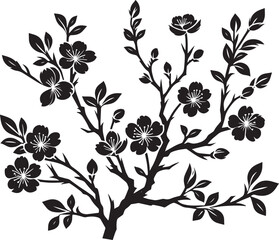 Beautiful Tree Branch silhouette vector illustration isolated on a white background