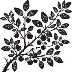 Beautiful Tree Branch silhouette vector illustration isolated on a white background