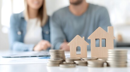 Young Couple Analyzing Mortgage Rate Drop for Investment Opportunities - Exploring Financial Gains in Booming Real Estate Market