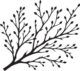 Beautiful Tree Branch silhouette vector illustration isolated on a white background